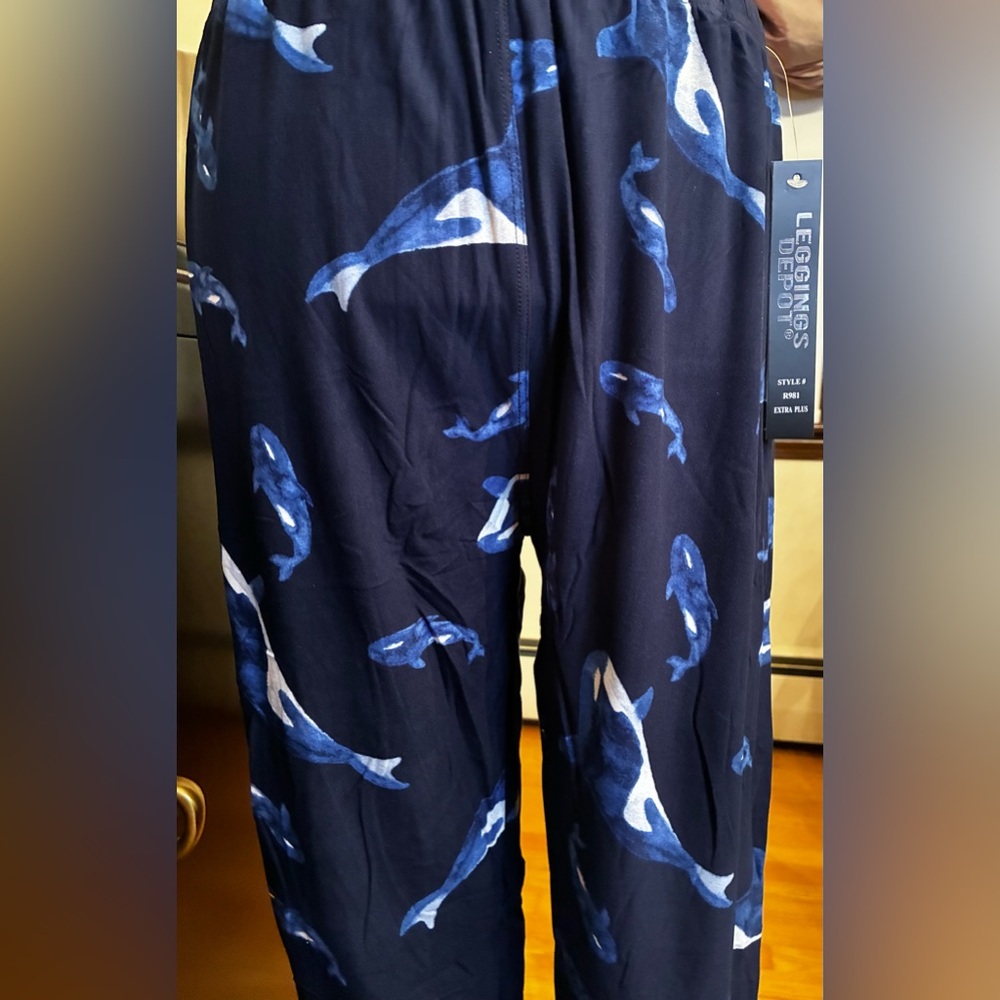 NWT Leggings Depot Orca / Killer Whale 🐳 Blue and White Leggings Size Extra Plus